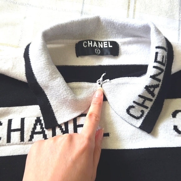 Black & White Striped Collared Sweater - Picture 5 of 11